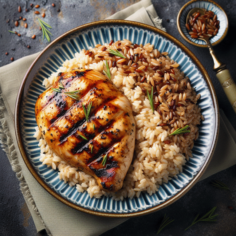 Arroz integral com frango grelhado: uma refeição cheia de proteínas