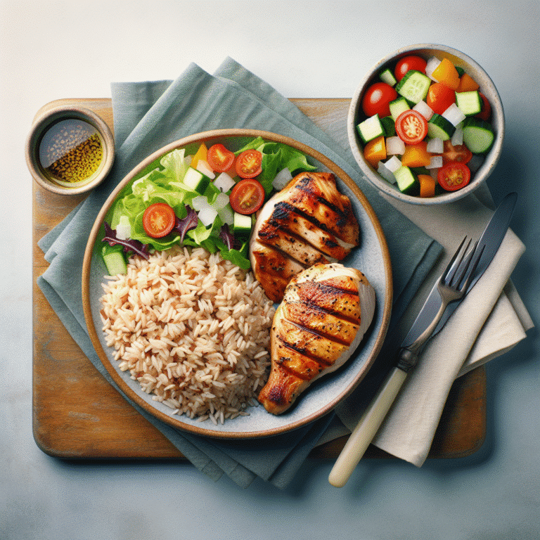 Deliciosas combinações: arroz integral com frango grelhado e salada nutritiva
