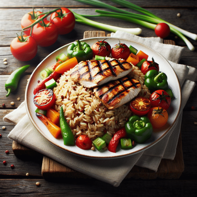 Sabor e saúde: arroz integral com frango grelhado