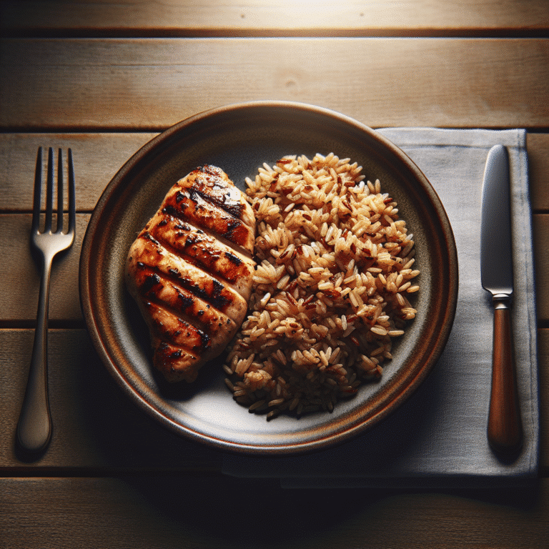 Arroz integral com frango grelhado: uma refeição cheia de proteínas