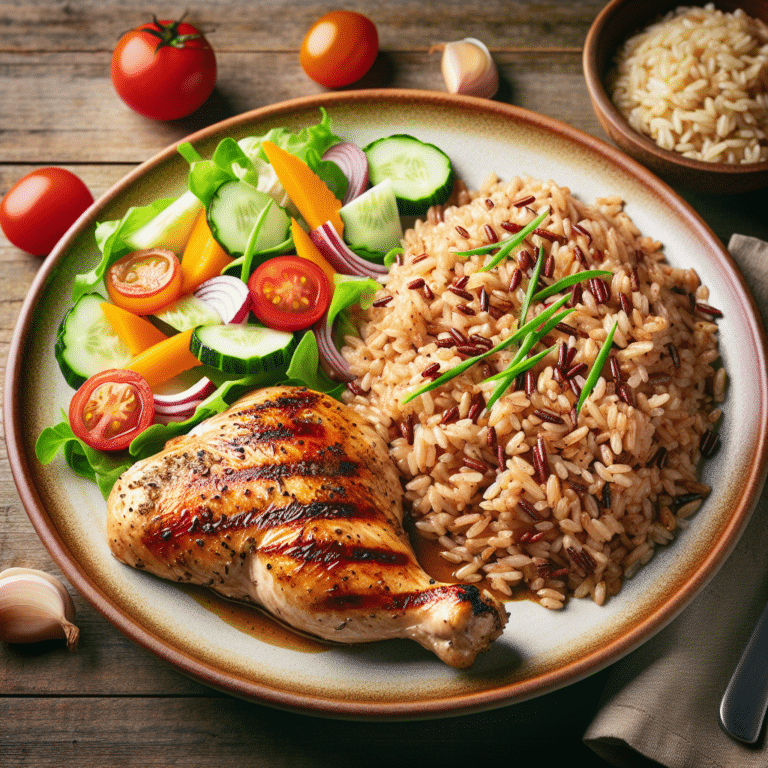 Arroz integral com frango grelhado: uma opção low carb