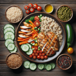 Arroz integral com frango grelhado e legumes: uma refeição completa